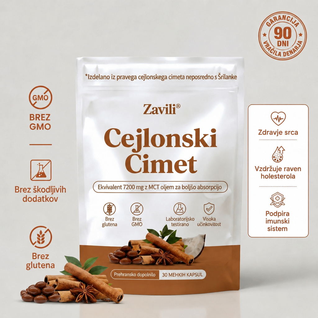 ZAVILI® Cejlonski cimet 12:1 z MCT oljem — 30 kapsul